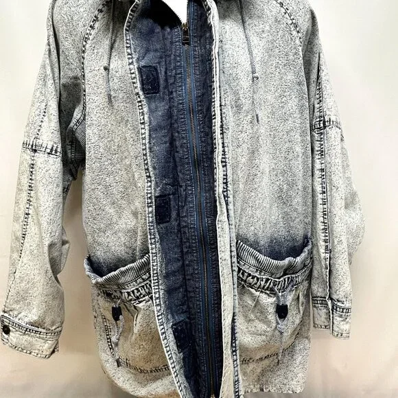 Vintage Acid Wash Denim Jacket East West by The Panda Group Oversized Sz Medium - Picture 3 of 16